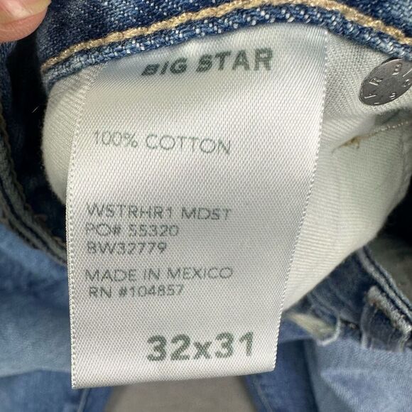 BIG STAR Jeans Women’s 32 Blue High Rise Distressed Straight Leg Baggy Loose - Picture 5 of 11